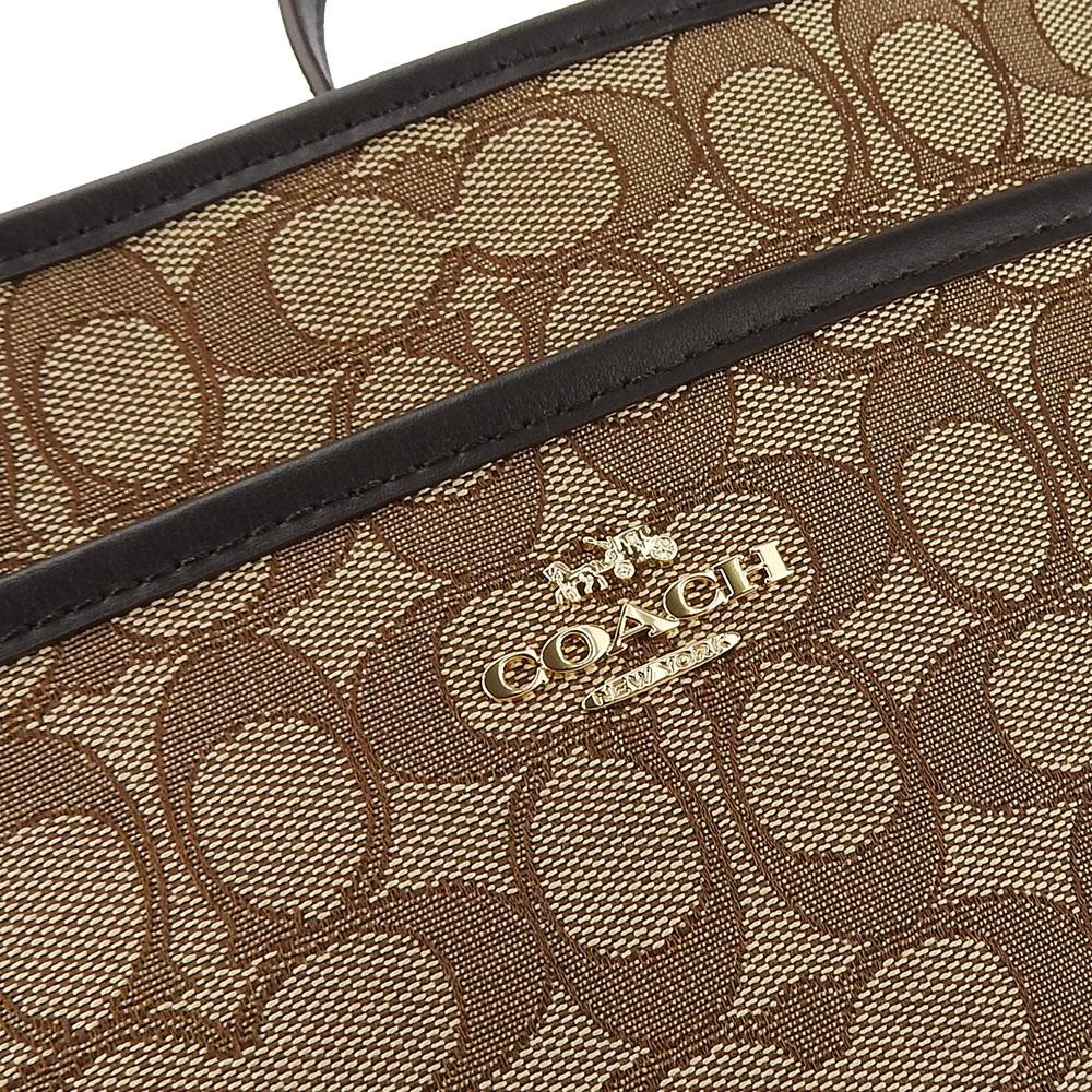 Gebrauchte COACH Umhängetasche F29960 Canvas mit Signature-Muster/Leder beige Dunkelbraun Diagonal getragen