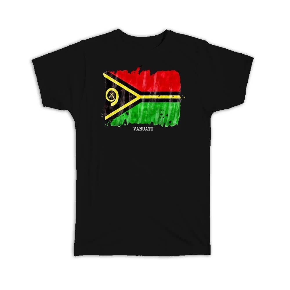 Gift T-Shirt : Vanuatu Flag Australia Travel Expat Country Watercolor 4XL