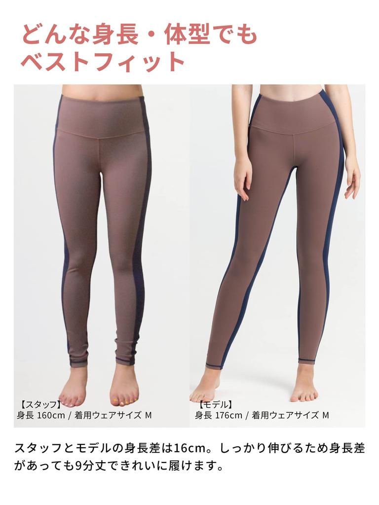 Loopa Daily Yoga Training Running Yoga Navy x Mocha Size M Women's Two-Tone Leggings, Wear, Jersey, Pants, Moisture-Wicking, Quick-Drying, Tapered,