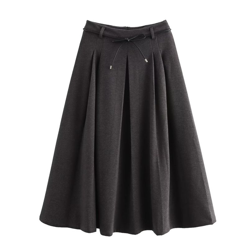 

Kaslead New Arrival Women s Clothing Fashion Style Fashion Tweed Pleated French Big Hem Skirt Gray XL
