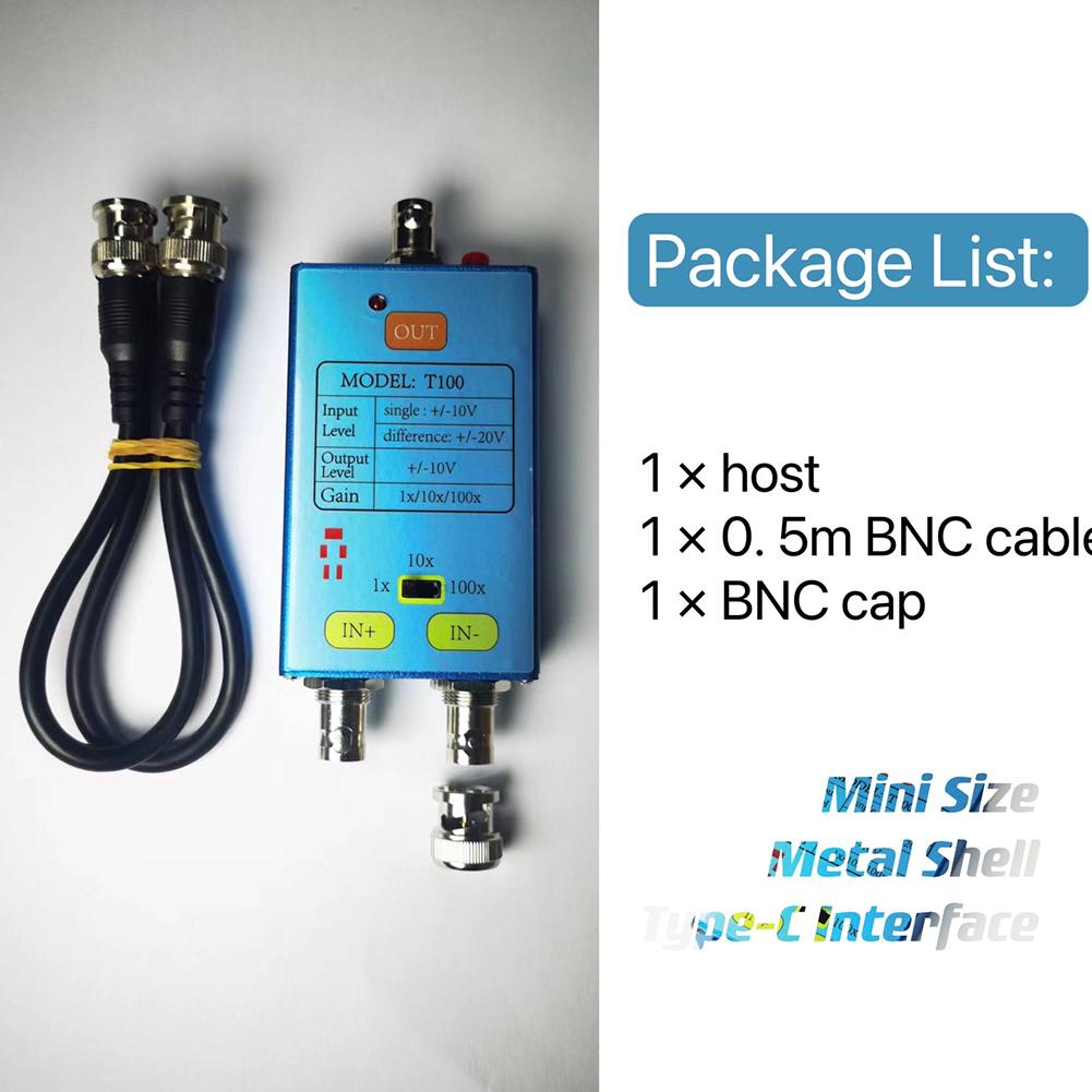 1x/10x/100x Oscilloscope 10M Bandwidth Differential Probe DDS Gain Split Probe Signal Amplifier for Electrical Signal Measuremen