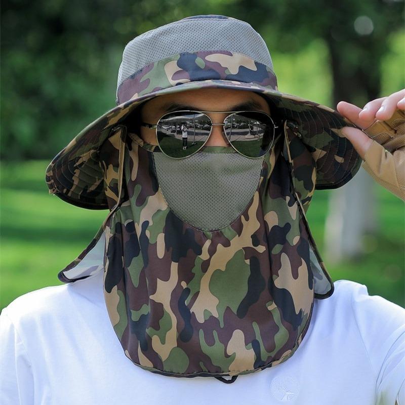 Big-brimmed sun hat men's trend summer sun protection outdoor breathable fishing cool hat bucket hat women's face hat