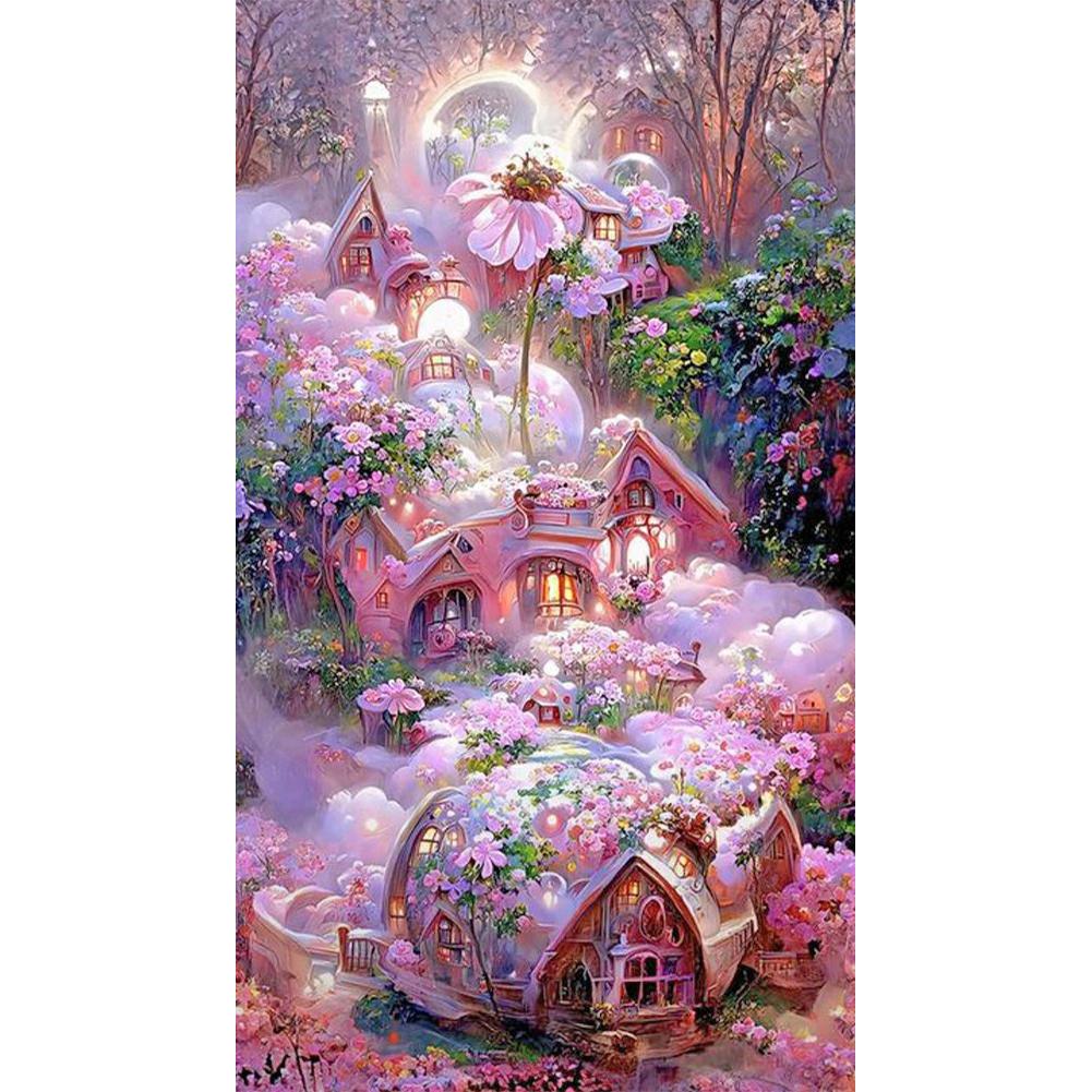 5D-Diamantgemälde zum Selbermachen, Chateau Montrose, Kits, Gänseblümchen-Herrenhaus, Strass, runder Bohrer, Kunsthandwerk für Wand, Raum, Heimdekoration