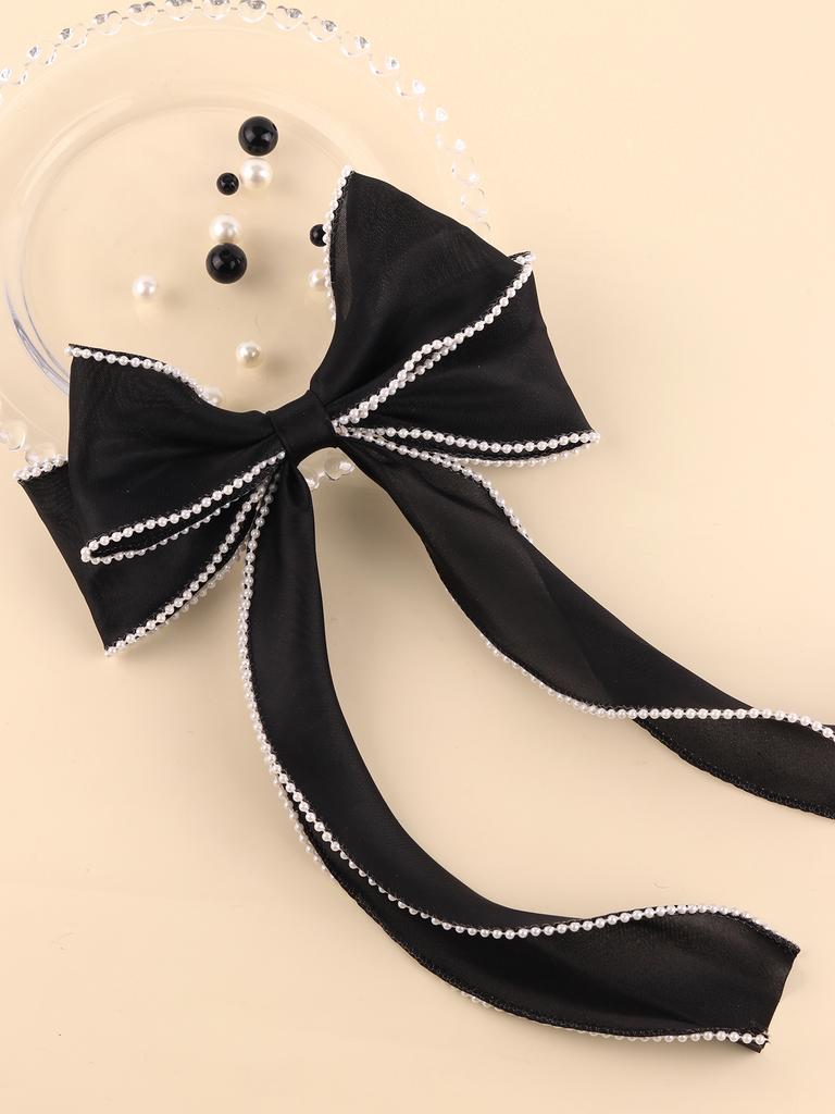 Elegant Bow Ribbon Hairpins for Women Girl Long Pearl Hairpins Bowknot Stain Hairpins Spring Hairpin Hair Accessories Gift