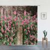 Green Ivy And Old Stone Of Wall Shower Curtain Nature Bathroom Extra Long Waterproof Washable Polyester Fabric For Bathtub Decor