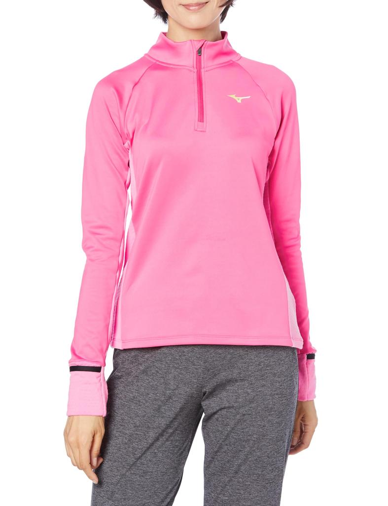 Mizuno Warmer Light Shirt Sangria Size L Half-Zip J2MCA705, Sunset,