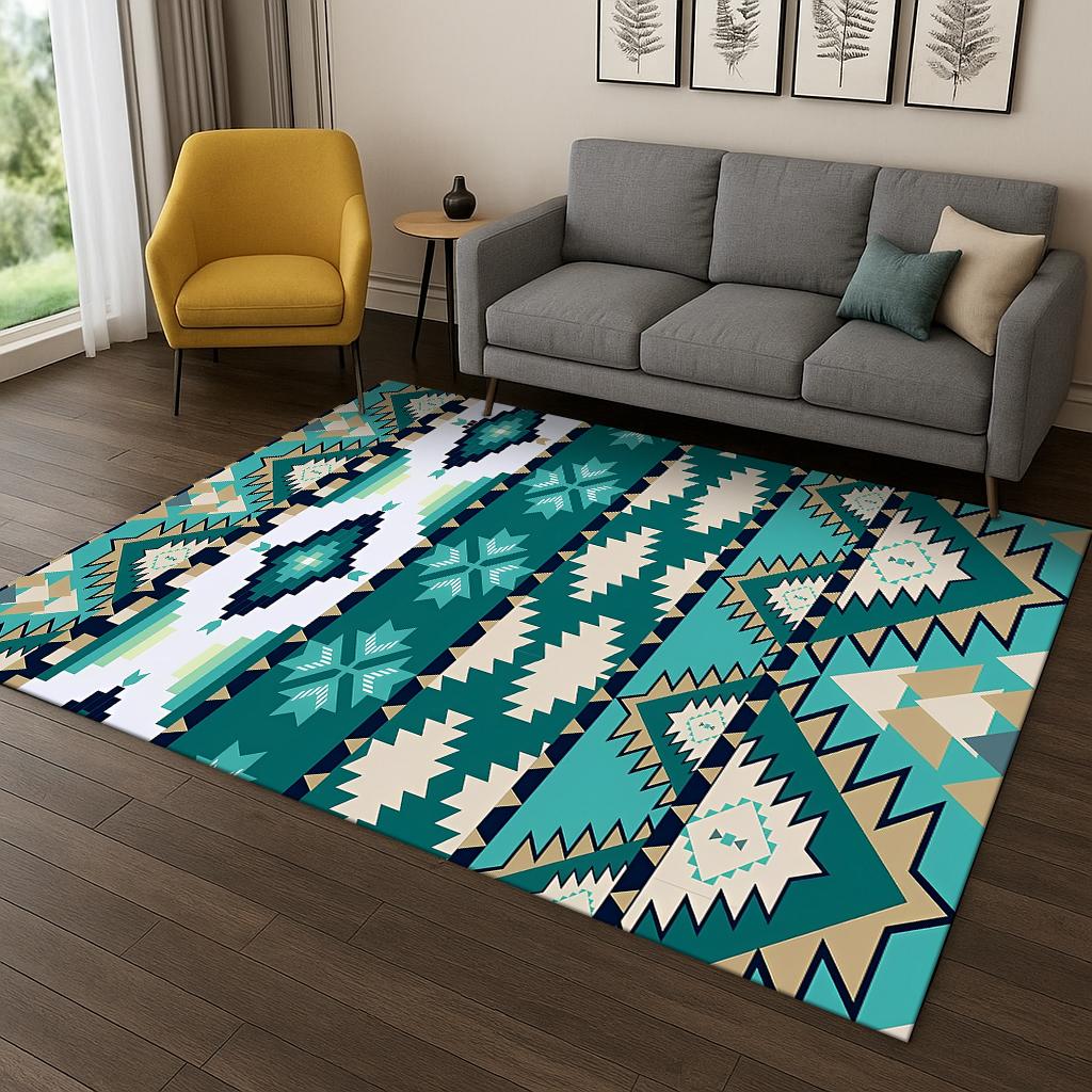 Bohemian Persian Geometric Flower Carpet Rug for Home Bedroom Living Room Sofa Doormat Decor,Game Non-slip Floor Mat