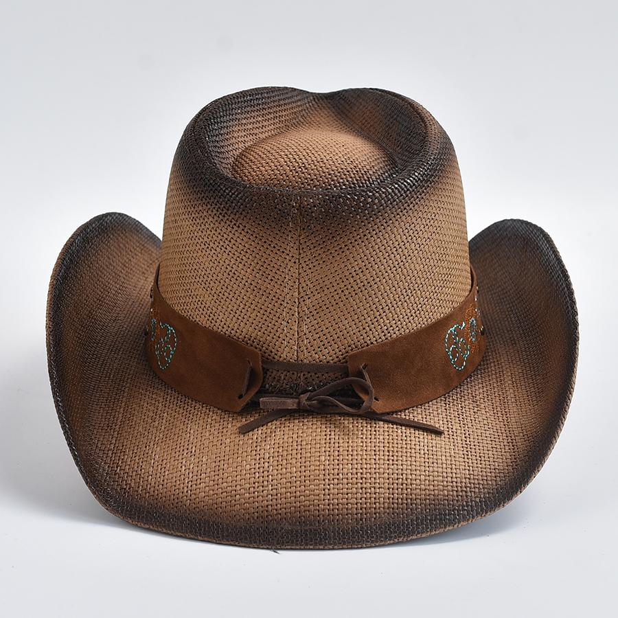 Cappello Western da Cowboy in Paglia Estivo per Uomo Donna Viaggio Outdoor Jazz Spiaggia Cappello da Sole sombreros de vaquero