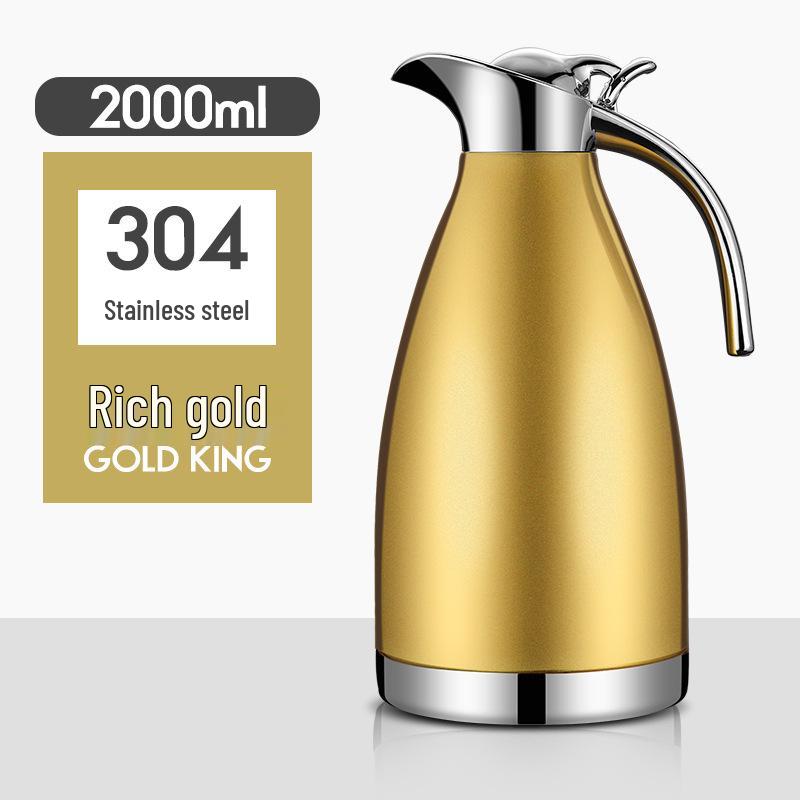 2L European-Style Insulated Vacuum Coffee Pot, 304 Stainless Steel - Keeps Drinks Hot or Cold