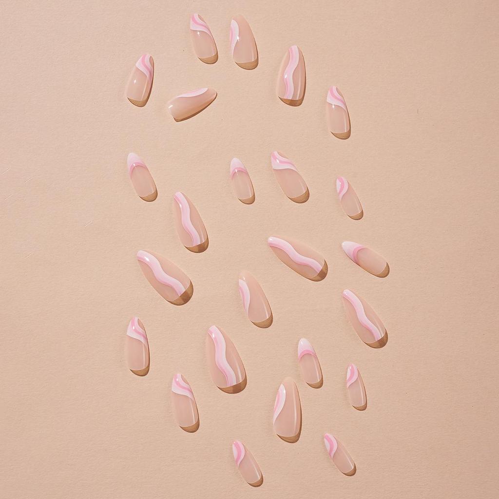 Removable French Pink & White Ombre False Nails