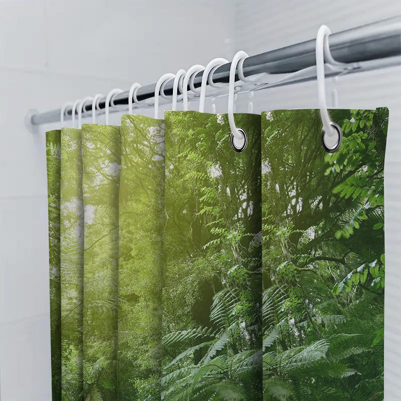 Blue Shower Curtain for Bathroom Modern Solid Color with Rod Hooks Water Resistant Bath Liner Decoration in Home Garden