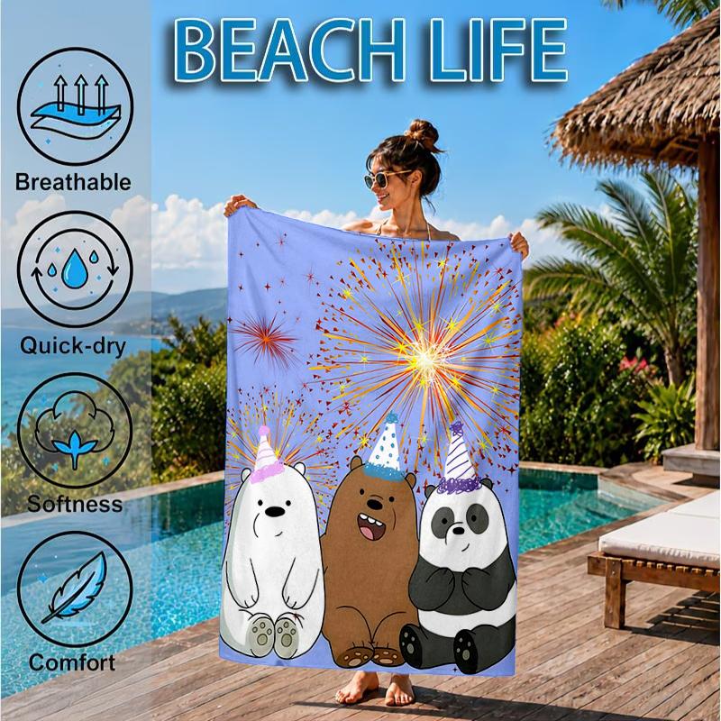 Nightly Friends Bears Adventure Beach Towel, Microfiber Beach Towel, Perfect For Pool, Beach, Travel, Home Decor Beach Party Fan Gifts