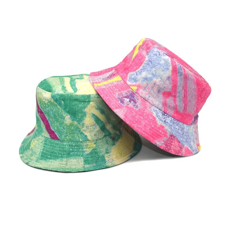 Spring and Summer Polyester Print Bucket Hat Fisherman Hat Outdoor Travel Sun Cap for Men and Women 256