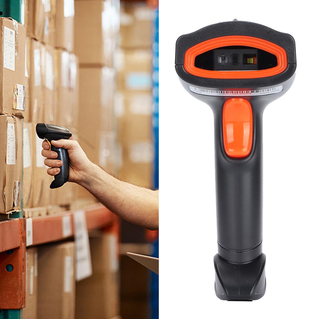 Bar Scanner Handheld 360 Rding Dustproof Waterproof Wireless QR USB Rder(Black Blue )