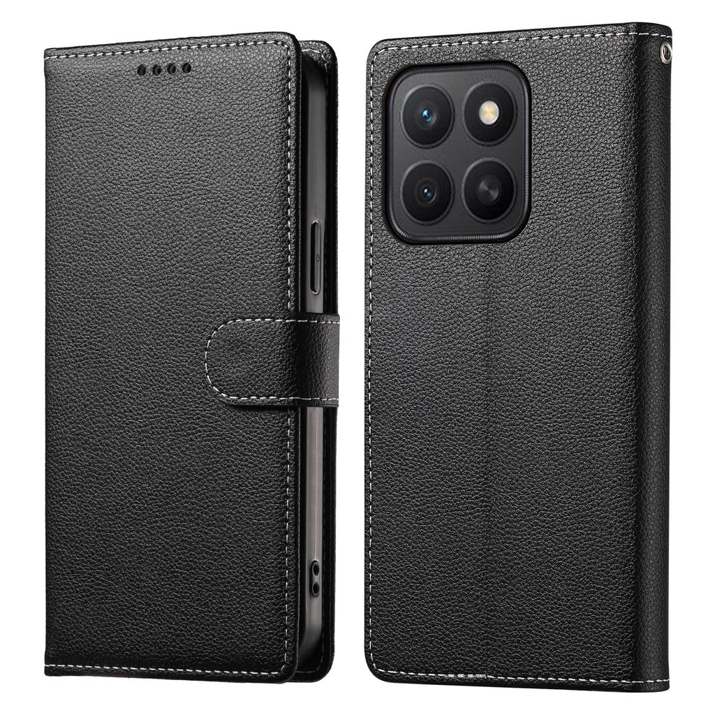 Für Honor X8c 4G Ständerhülle Leder-Wallet-Handyhülle mit Litschi-Textur Magnetverschluss