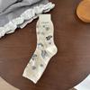 Mori Socks Women'S College Wind Fungus Edge Butterfly Trend Retro Women'S Cotton Socks Medium Tube Socks