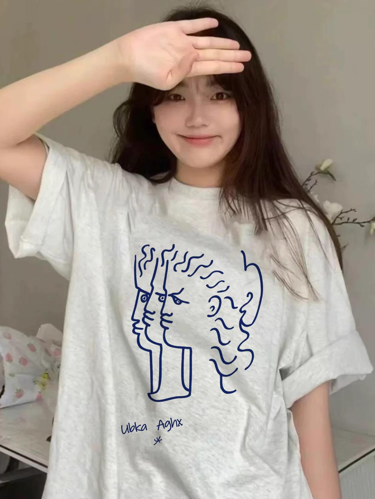 

Women s Oversized Heavyweight Short-Sleeve T-Shirt - New 2025 Spring/Summer High Street Style L хізер сірий колір