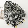 Women Scarf Zebra-Stripe Summer Beach Shawl Bohemia Cotton Linen Feeling Tassel Pashmina Muslim Hijab Wrap Viscose Scarf Luxury