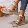 Fashion Women's Gold Cross Strap Wedges Sandals Summer Fashion Thick Bottom Beach Shoes Woman Buckle Strap Platform Sandalias Mujer 2025