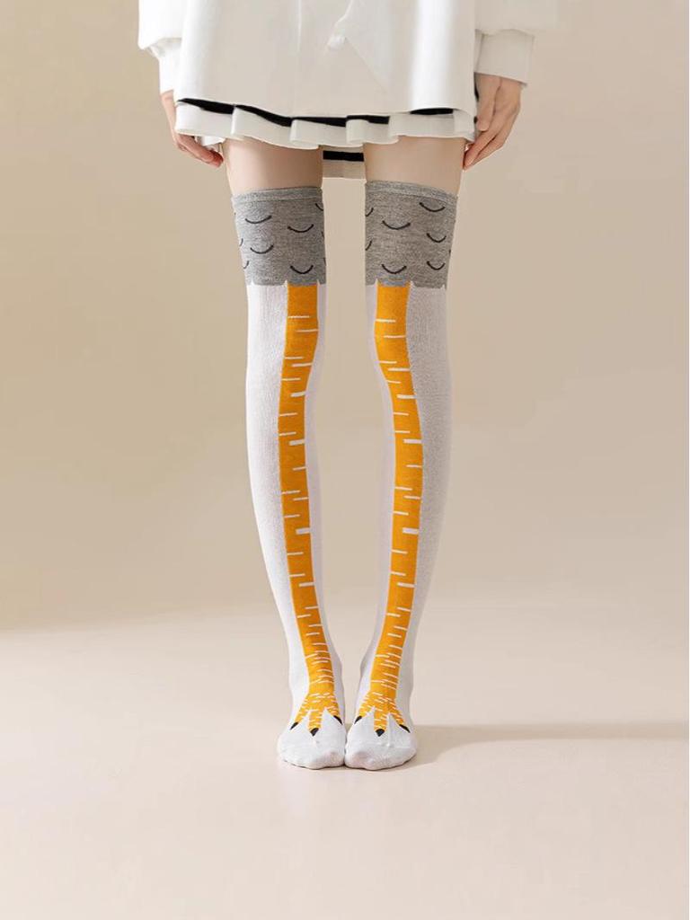 Girls' Funny Chicken Feet Over-the-Knee Socks for Trendy Home Fitness