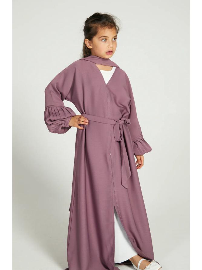 Yiduo Duo Girls' Wavy Lantern Sleeve Pleated Cardigan Dress - YT1023
