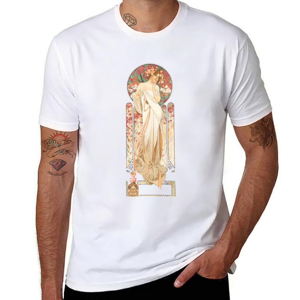 Hd Sylvanis Essence By Alphonse Mucha High Definition Original Colors Tshirt Work Wear Breathable Tee