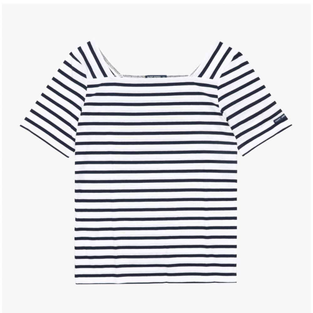 SainT JameS Women S ShorT Sleeve T ShirT Plenef STripe 8952 Neige Marine