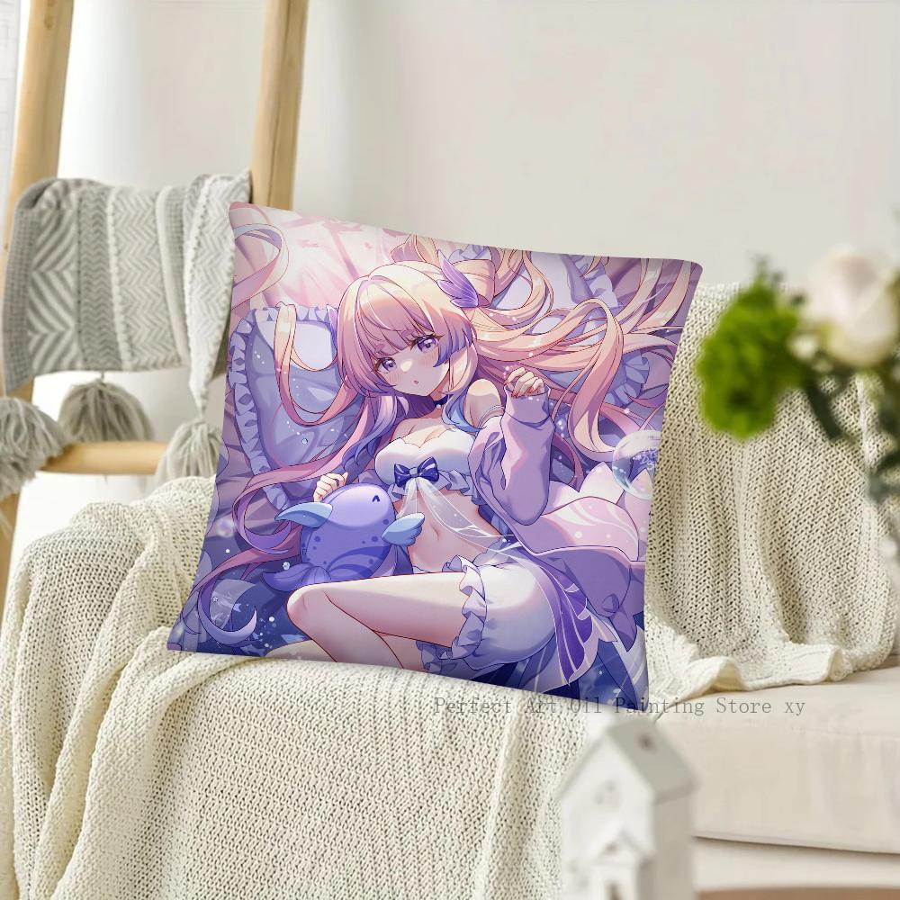 Game Anime Genshin Impact Sangonomiya Kokomi Pillow Case Square Pillow Cushion Cover Bedroom Sofa Room Decoration Casual