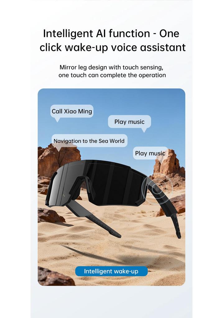AI Bluetooth Sunglasses: Music, Calls, Navigation, Sports Audio, Wireless