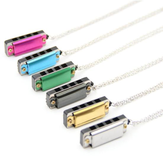 8 Tone 4 Holes Mini Harmonic Pendant Metal Musical Instrument Toys Harmonica Pendant