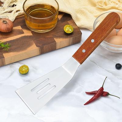 Paslanmaz Çelik İnce Yuvalı Balık Çevirme Makinesi Döküm Demir Tava Mutfak Spatulaları Krep Biftek Burger için