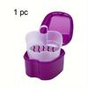 Portable Denture Case - Double Layer Storage Box with Drainage Holes & Cleaning Net, Travel-Friendly Brace/Keeper Container