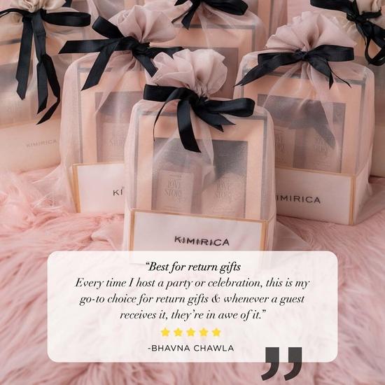 Kimirica "Nothing But Love Duo" Potli Gift Set | Fragnance of Gardenia and Night Blooming Jasmine | Perfect Valentines Gift Set