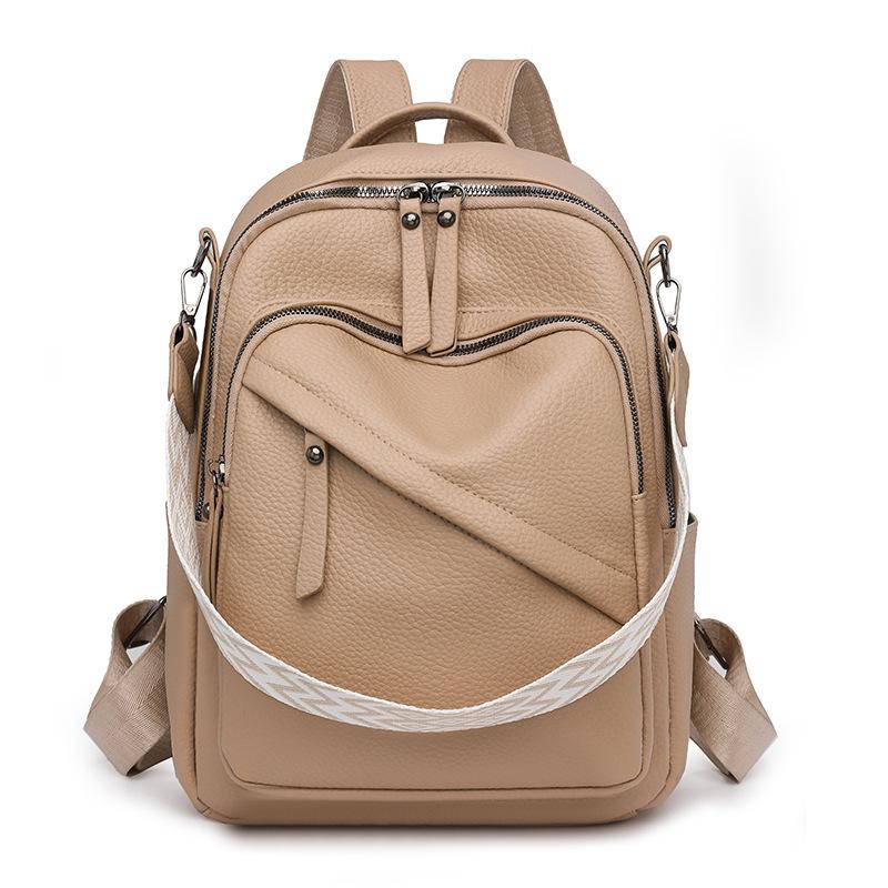 2025 new retro versatile backpack women's soft leather college student premium texture travel backpack shoulder bag