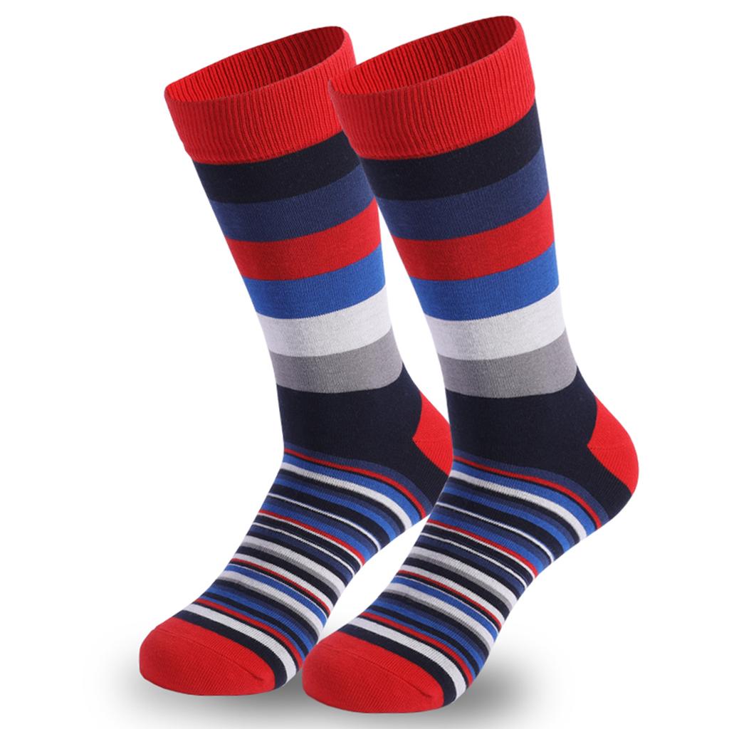 5Pairs Mens Fun Dress Socks Pattern Funny Socks Pack Colorful Striped Combed Cotton Novelty Socks Cool Breathable Casual Socks