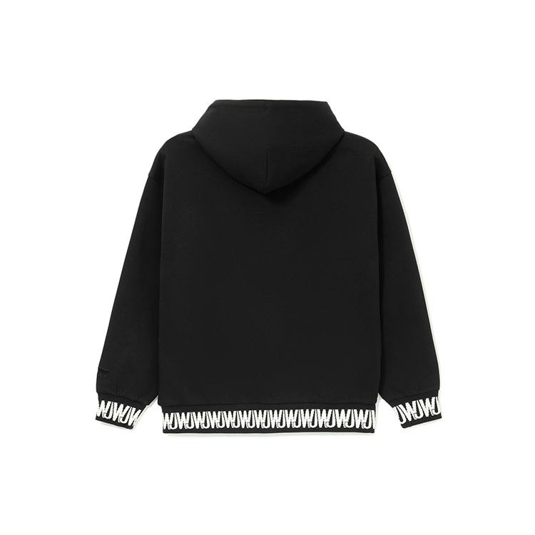 Li Ning X Jason Wu Collaboration Sports Fashion Series Embroidered Logo Loose Pullover Hoodie Unisex Hoodies Black AWDRH10-1