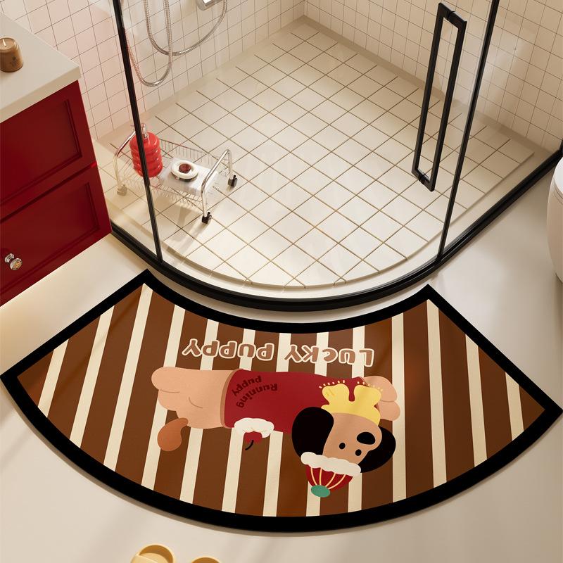 Diatom Mud Floor Mat Household Water Absorption Quick-drying Foot Mat Cartoon Puppy Bathroom Floor Mat Curved Bathroom Anti-slip Mat