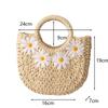 Yogodlns Fashion Hand-Woven Straw Beach Bags Women Handmade Moon Basket Shoulder Bag Summer Bohemian Travel Crossbody Bags