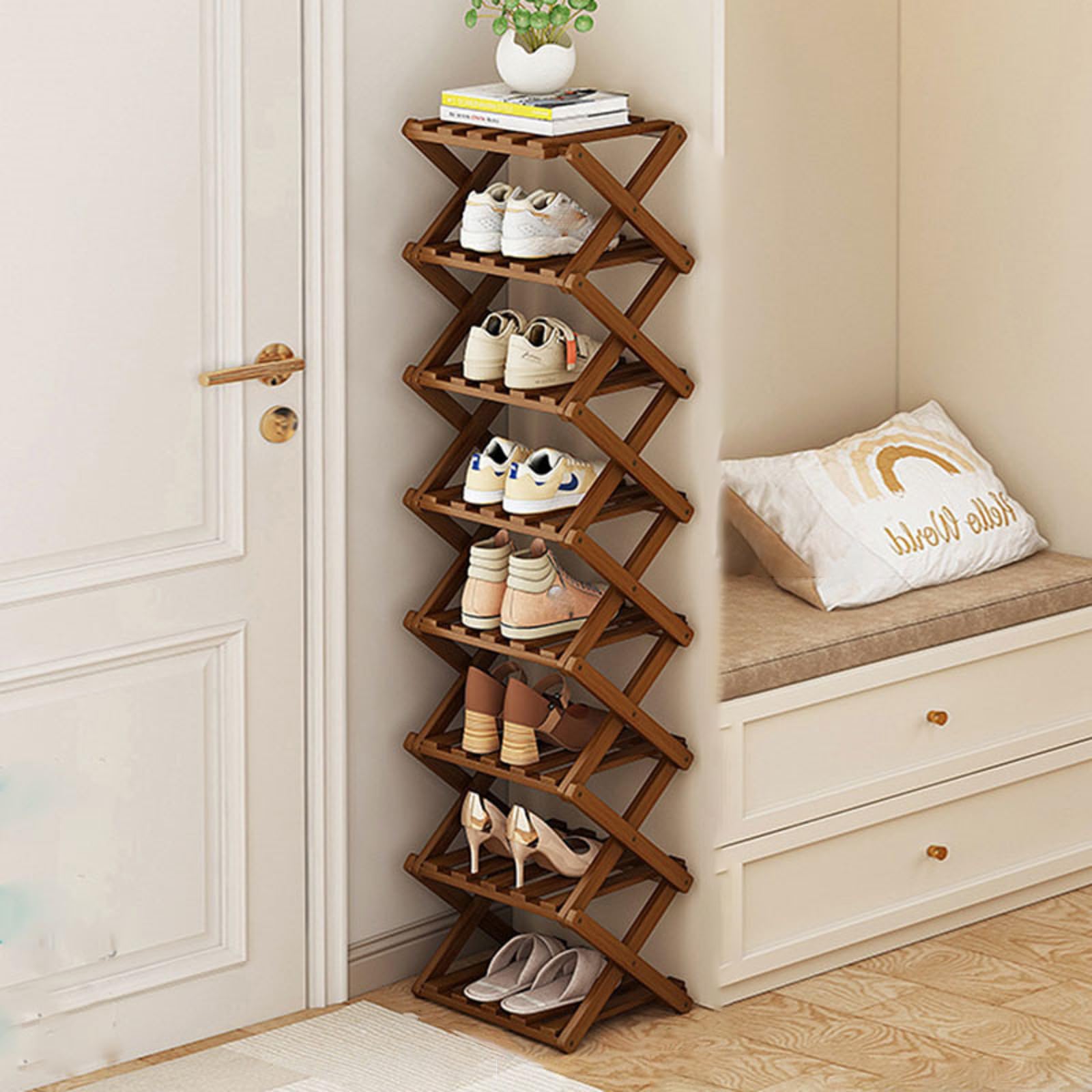 

[XINYINLW] Slim Shoe Rack, No Assembly Required, Shoe Cabinet, Shoe Rack, Shoe Storage, Shoe Box, Fully Assembled, Entryway Storage, Foldable, Space-S
