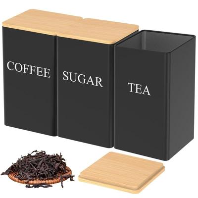Hot Sale 3Pcs 1L Coffee Bean Storage Canisters Tea Sugar Vacuum Sealed Jars Iron Canisters Heat Kitchen Cream Can Airtight Lid