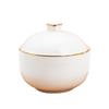 Ceramic Gold-Rimmed Stew Pot with Lid