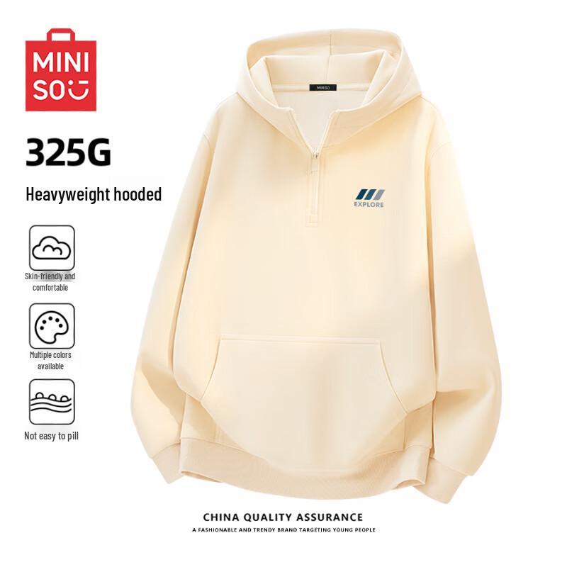 

MINISO Men s Half-Zip Hooded Pullover Sweatshirt XL
