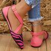 2026 New Striped Pointed Toe Ballet Flats Women Spring Summer Cross Strap Sandals Woman Plus Size Flat Heels Casual Shoes Female
