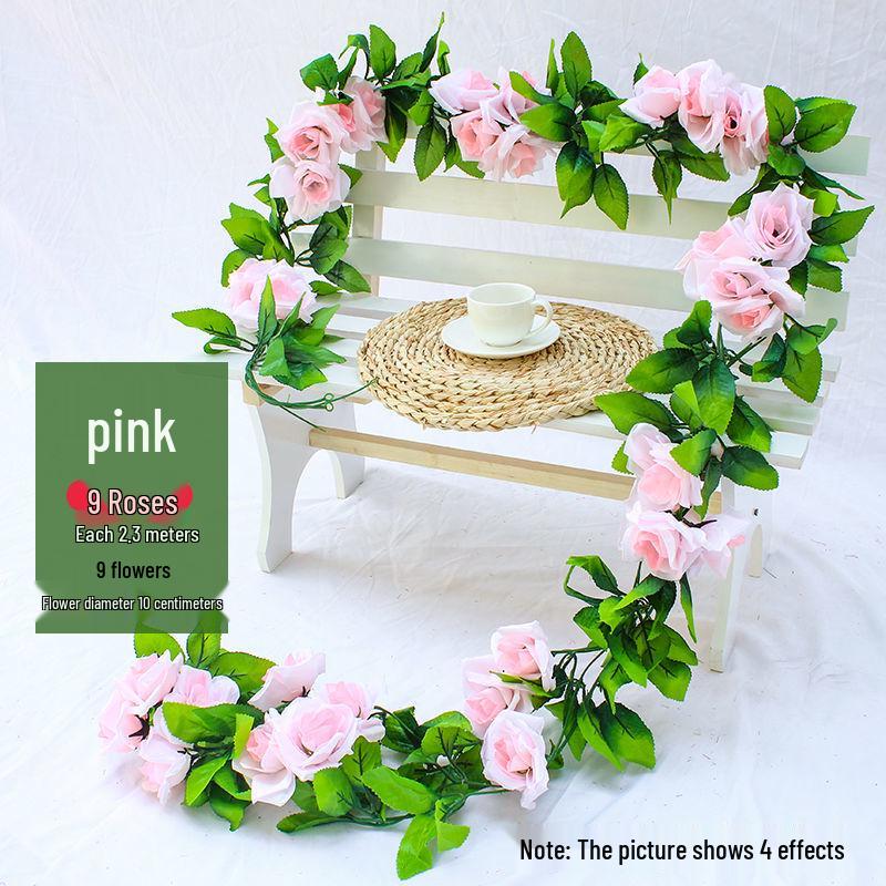 Artificial Rose Vine Garland for Air Conditioning Pipe Decoration