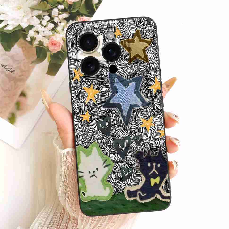 

For iPhone 16 Pro Max 6.9 A3296 Case Colorful Flowers Soft Silicone Back Cover For iPhone 16Pro Max A3084 Phone Cases Bumper iPhone 16Pro Max