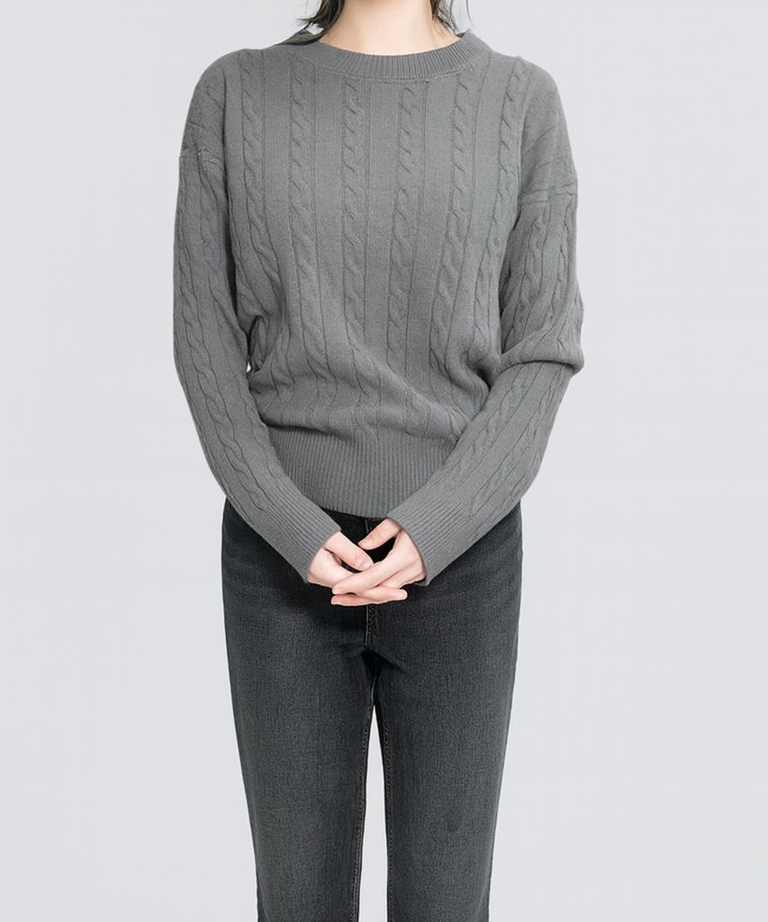 Keulleiseu Basic Cable Knit Sweater_Black