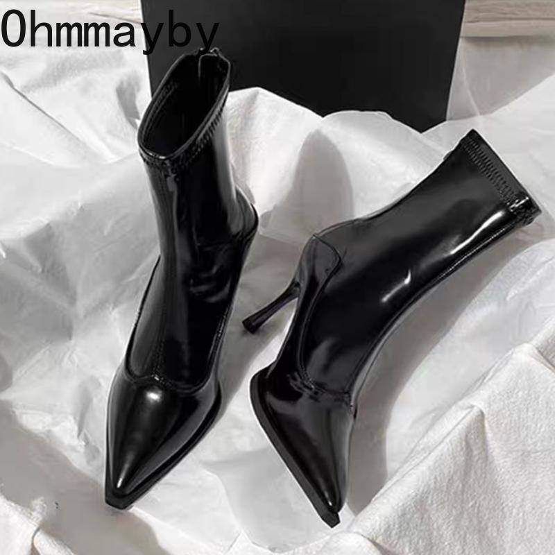 Autumn Winter Pointed Toe Women Thin Heel Ankle Boots Street Style Party Stripper Short Botas Mujer