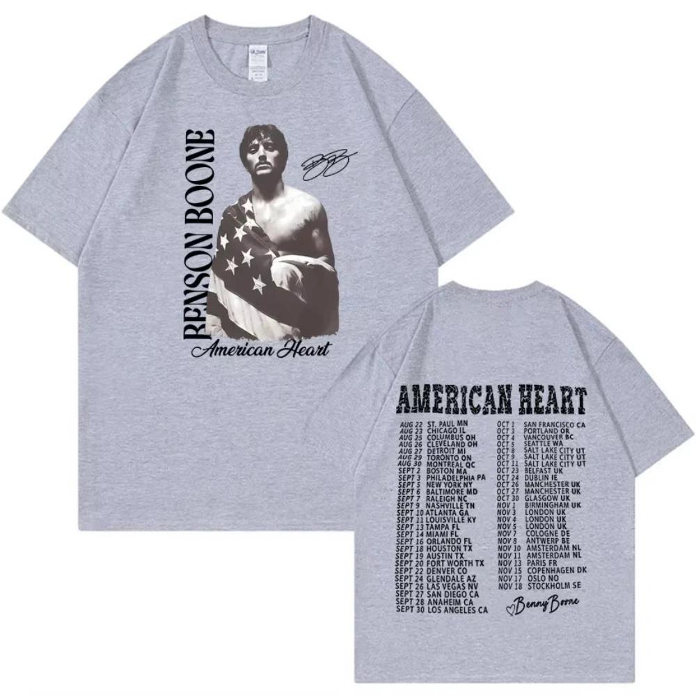 Rapper Benson Boone America Heart Tour Tshirts Oversized Y2k Men Harajuku Shortsleeved Vintage Tshirts Female Male Clothing