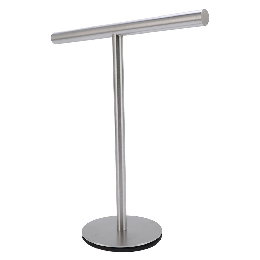T Shape Towel Holder Stainless Steel Standing Hand Towel Rack with Heavy Base Jewelry Organizer for