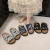 Platformowe sandały Birkenstock z denimu letnie obuwie nowy francuski temperament casualowe sandały